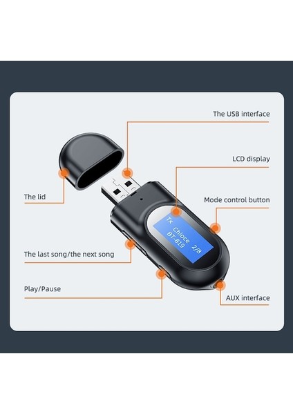 Cbtx T17 USB LCD Ekran Bluetooth Ses Alıcı Verici 3.5 mm Aux Adaptörü (Yurt Dışından)