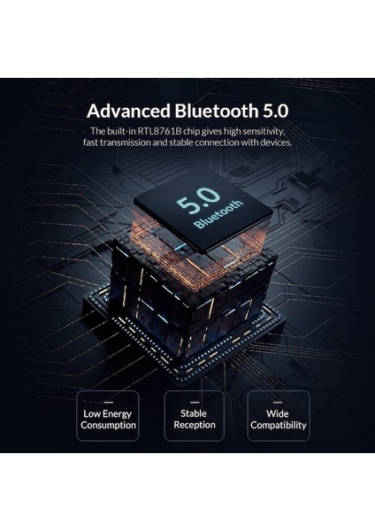 Orıco BTA-608 Bluetooth 5.0 Adaptörü Siyah (Yurt Dışından)