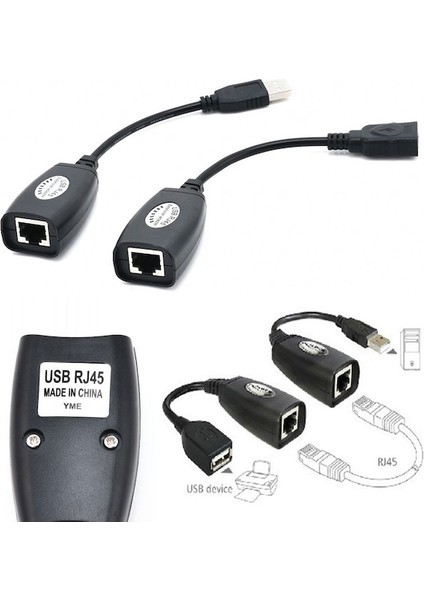 USB Cat5 Cat6 RJ45 Lan Genişletici Uzatma Kablosu Adaptörü 2 Adet (Yurt Dışından)