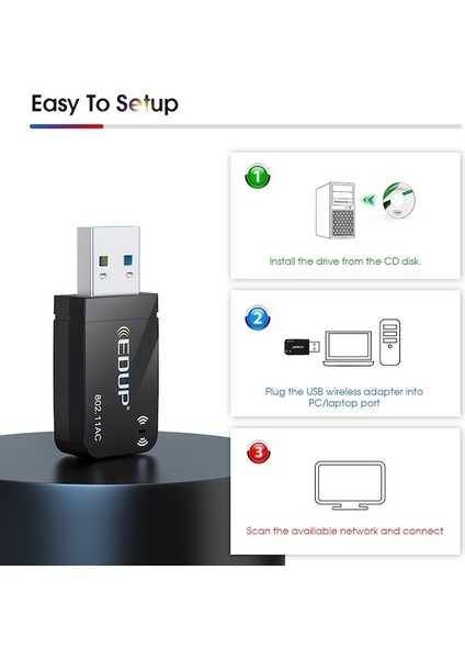 Edup EP-AC1689 Mini Usb3.0 Wıfı Adaptörü USB Çift Bant Ağ Kartı (Yurt Dışından)