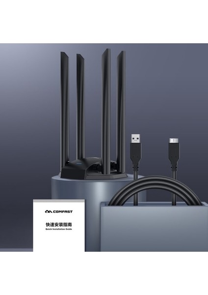 Comfast CF-WU785AC 1300MBPS Dual-Band Wifi USB Ağ Adaptörü, 4 Antenli (Yurt Dışından)