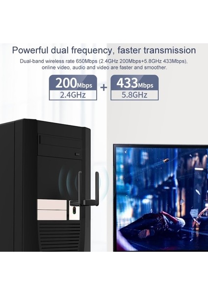 Comfast CF-822AC 600 Mbps 5g Dual-Band Wı-Fı USB Ağ Adaptörü Alıcısı (Yurt Dışından)