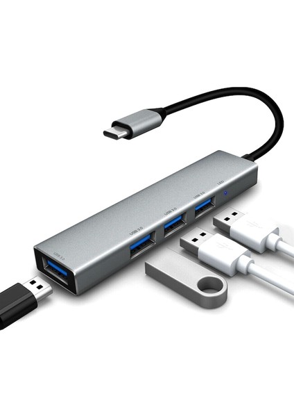3.1 Type C To USB 3.0 Multiple 4 Ports Dönüştürücü Hub Kablo (Yurt Dışından)