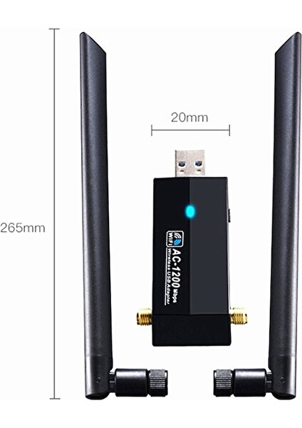 1200M Kablosuz Ağ Kartı 802.11AC Usb3.0 Çift Frekans 2.4g/5.8g Wifi Alıcı (Yurt Dışından)