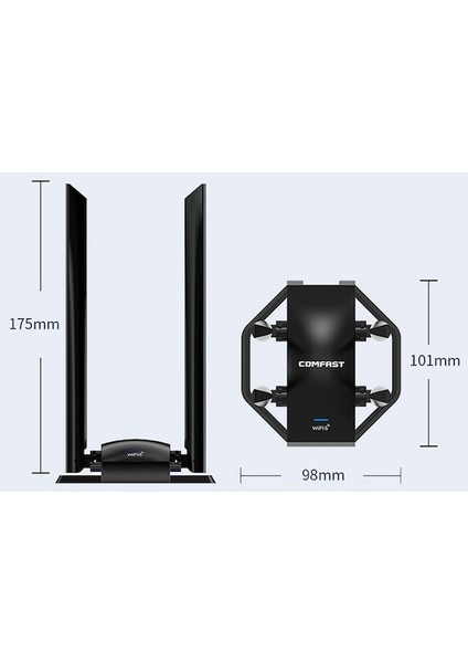 Comfast CF-966AX Mbps Usb3.0 Yüksek Güçlü Kablosuz Wifi 6 Adaptörü (Yurt Dışından)