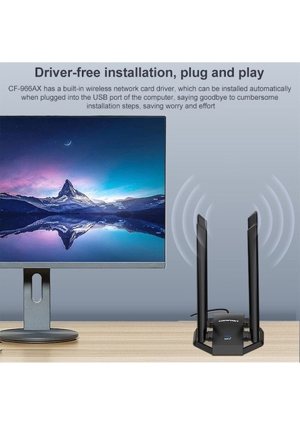 Comfast CF-966AX Mbps Usb3.0 Yüksek Güçlü Kablosuz Wifi 6 Adaptörü (Yurt Dışından)
