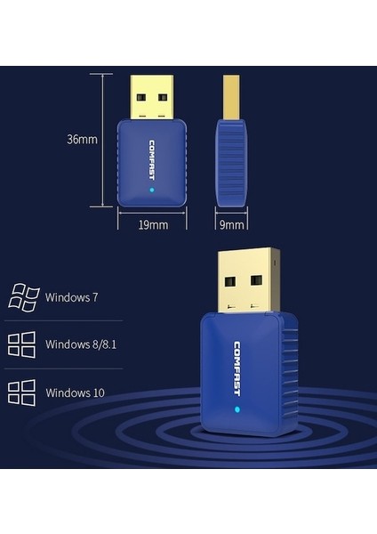 Comfast CF-726B 650 Mbps Dual-Band Bluetooth Wı-Fı USB Ağ Adaptörü Alıcısı (Yurt Dışından)