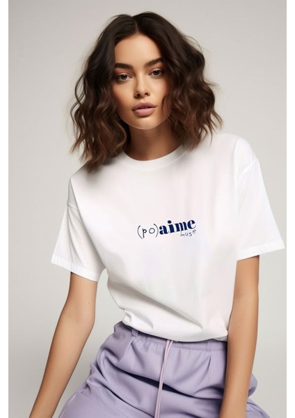 Kadın Oversize (Po) Aime Baskılı T-Shirt
