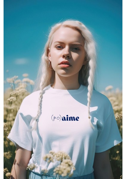 Kadın Oversize (Po) Aime Baskılı T-Shirt modelleri