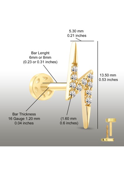 0.05 Karat Yıldırım Pırlanta Tragus Piercing