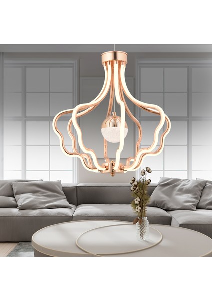 Camelia Gold Kaplama 3 Renkli 50 Watt Ledli Modern Tasarım Oturma Odası,genç Odası,yatak Odası,salon Sarkıt LED Avize