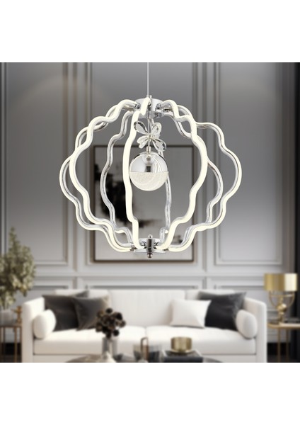 Sheila Krom Kaplama 3 Renkli 41 Watt Ledli Modern Tasarım Oturma Odası,genç Odası,yatak Odası,salon Sarkıt LED Avize