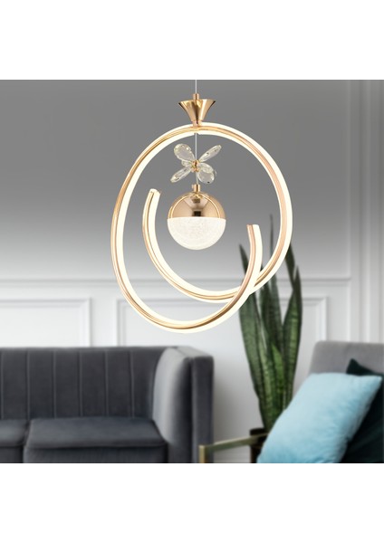 Dilan Gold Kaplama 3 Renkli 42 Watt Ledli Modern Tasarım Oturma Odası,genç Odası,yatak Odası,salon Sarkıt LED Avize