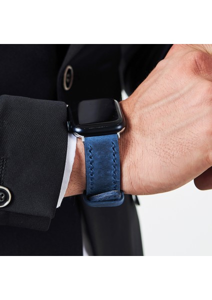 Apple Watch Deri Kordon 49MM 45MM 44MM 42MM 3 / 4 / 5 / 6 / Se / 7 / 8 / Ultra / Ultra 2 Mavi Deri Kayış modelleri