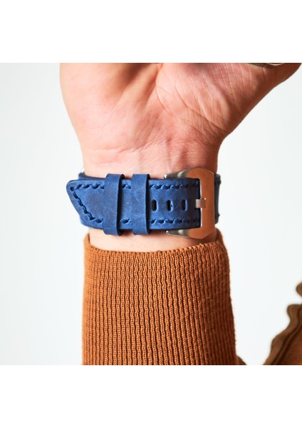 Apple Watch Deri Kordon 49MM 45MM 44MM 42MM 3 / 4 / 5 / 6 / Se / 7 / 8 / Ultra / Ultra 2 Mavi Deri Kayış indirimleri