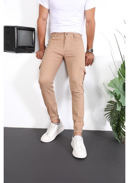 Erkek Slim Fit Paça Lastikli Kargo Pantolon modelleri