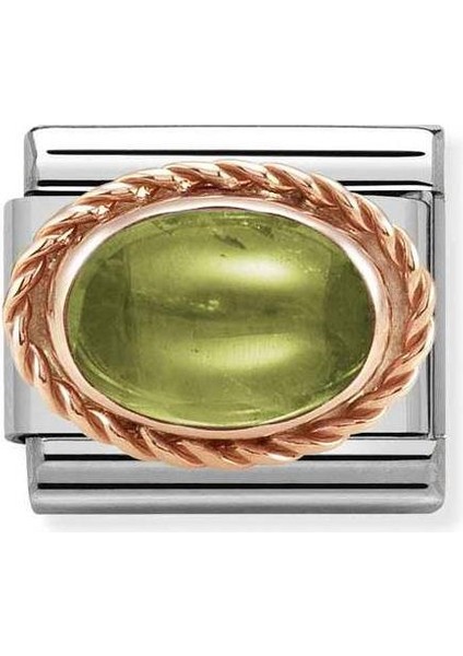 Composable Classic Dekoratif Link - Taşlar Oval - Peridot - (36 Perıdot) 9k Rose Altın
