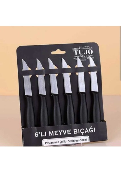 Tujo Paslanmaz Çelik 6 Lı Meyve Bıçağı Siyah Saplı