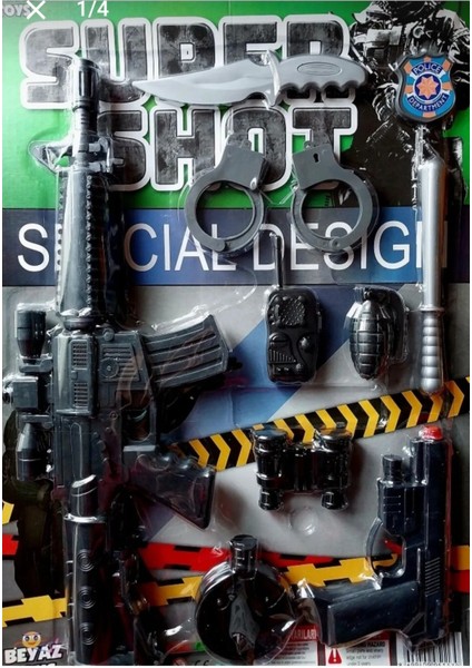 Polis Seti Oyuncak Komando Seti Beyaz Toys Tabanca Seti Güvenlik Oyun Seti