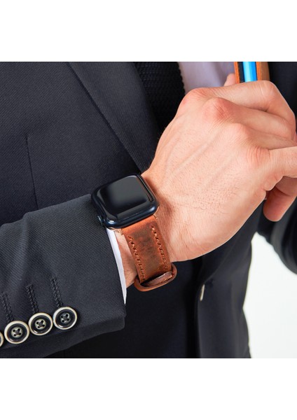 Apple Watch Kordon 42MM 44MM 45MM 49MM 3 / 4 / 5 / 6 / Se / 7 / 8 / Ultra / Ultra 2 Deri Kordon Hakiki Deri Kayış Taba modelleri