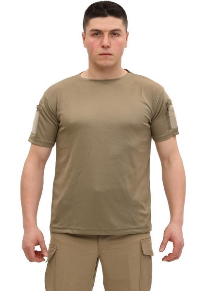 Yakasız Kısa Kol Tactical T-Shirt - Tişört