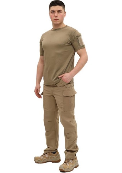 Yakasız Kısa Kol Tactical T-Shirt - Tişört