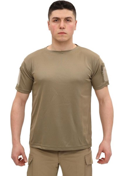 Yakasız Kısa Kol Tactical T-Shirt - Tişört