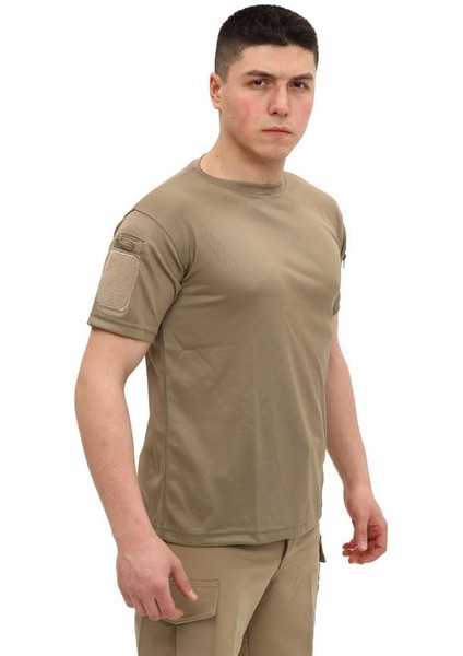 Yakasız Kısa Kol Tactical T-Shirt - Tişört