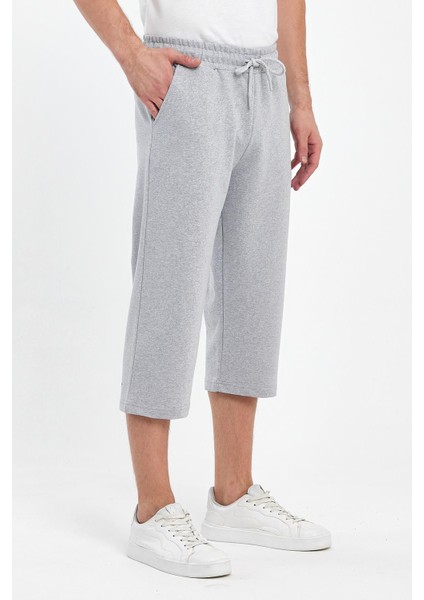 Erkek Yanları Cepli Gri Bermuda Diz Altı Kapri Beli Ayarlanabilir Lastikli Uzun Şort modelleri