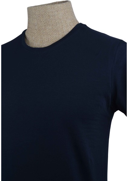 Sıfır Yaka Düz Slim Erkek T-Shirt