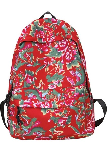 Sırt Çantası Kadın Kuzeydoğu Büyük Çiçek Kişiselleştirilmiş Trendy ve Havalı Etnik Stil Spor ve Boş Zaman Okul Çantası (Yurt Dışından)