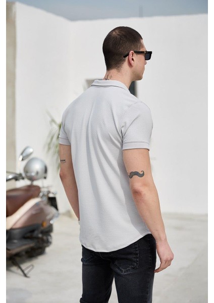Gri Renk Dokulu Kısa Kol Erkek Gömlek modelleri