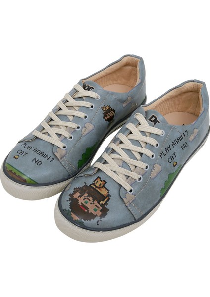 Erkek Vegan Deri Mavi Sneakers - Play Again Tasarım