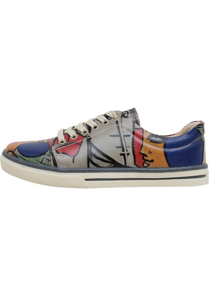 Kadın Vegan Deri Gri Sneakers - Cubic Faces Tasarım modelleri