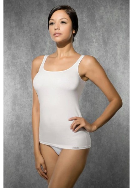 Ekru Kadın Modal Geniş Yaka Atlet