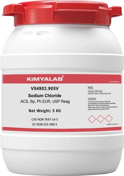 Sodyum Klorür - Farma Kalite - Sodium Chloride - 5 Kg- Hdpe Varil - Yüksek Kaliteli