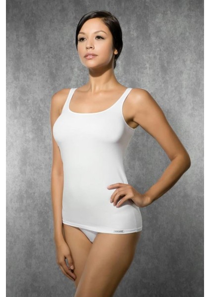 Beyaz Kadın Modal Geniş Yaka Atlet