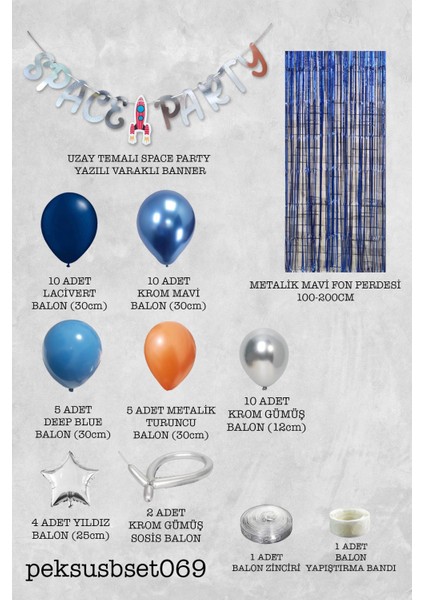 Uzay Tema Doğum Günü Bannerlı Fon Perdeli Balon Zinciri Seti Uzay Gezegen Balon Zinciri fiyatları