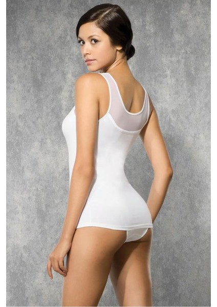 Beyaz Kadın Modal Transparan Yaka Atlet fiyatları