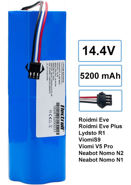 14.4V 5200 Mah Uyumlu Li-ion Pil Robot Süpürge Bataryası