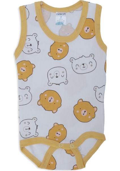 Unisex Bebek Raporlu Çıtçıtlı Ayıcık Kafalar Body Zıbın Badi