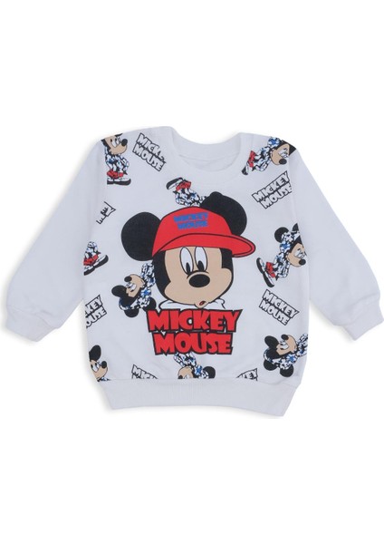 Erkek Bebek Mickey Mouse Baskılı Şapkalı Alt Üst 2'li Takım fiyatları