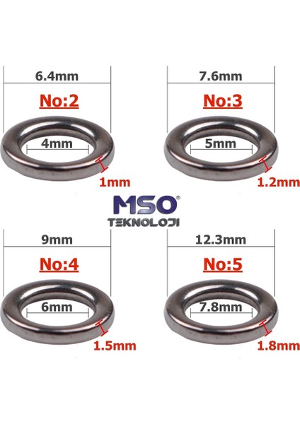 MSO Teknoloji Olta Balıkçılık VIP Kalite Paslanmaz Çelik Solid Ring Jig Asist