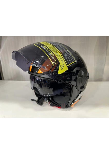 Kask Mts 625 Wasp Çenesiz Güneş Gözlüklü Turuncu/siyah