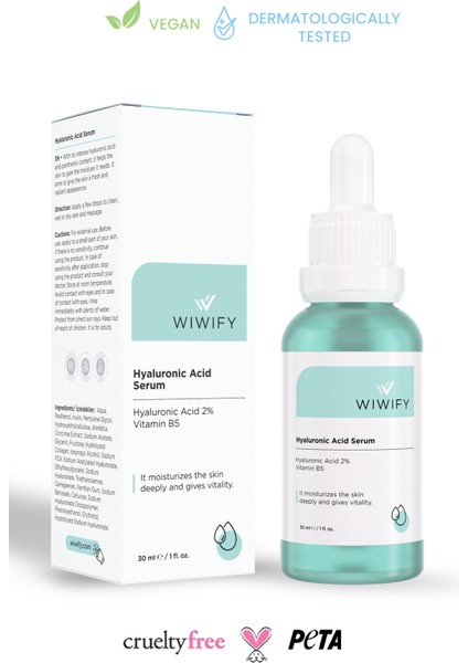 WIWIFY Yoğun Nemlendirici Bakım Serumu (Hyaluronic Acid 2% B5) Tüm Cilt Tipleri Için