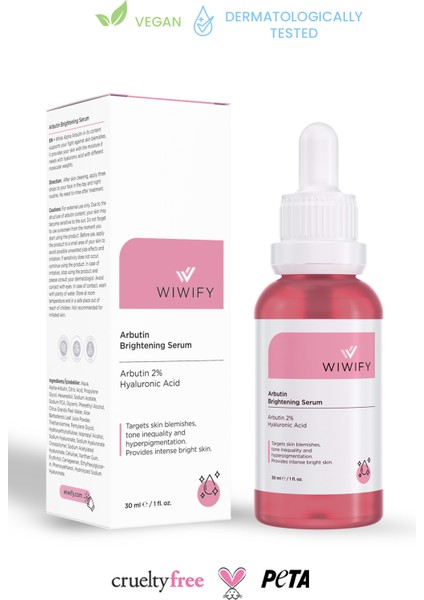 WIWIFY Leke Gidermeye Yardımcı ve Cilt Tonu Eşitleyici Cilt Bakım Serumu Arbutin %2 Hyaluronic Acid