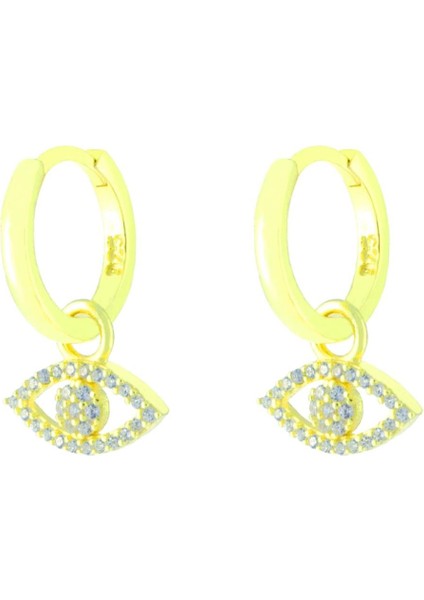 925 Ayar Gümüş Taşlı Göz Detay Sallantılı Küpe