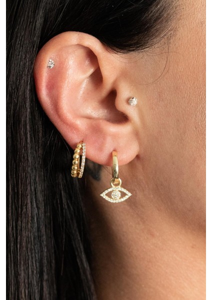 925 Ayar Gümüş Taşlı Göz Detay Sallantılı Küpe modelleri