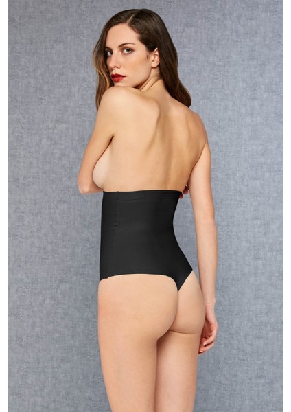 Siyah Pamuklu Yüksek Bel String Body Korse fiyatları