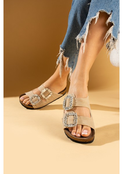 Taş Tokalı Mantar Taban Comfort Kadın Terlik 011-108-24 fiyatları